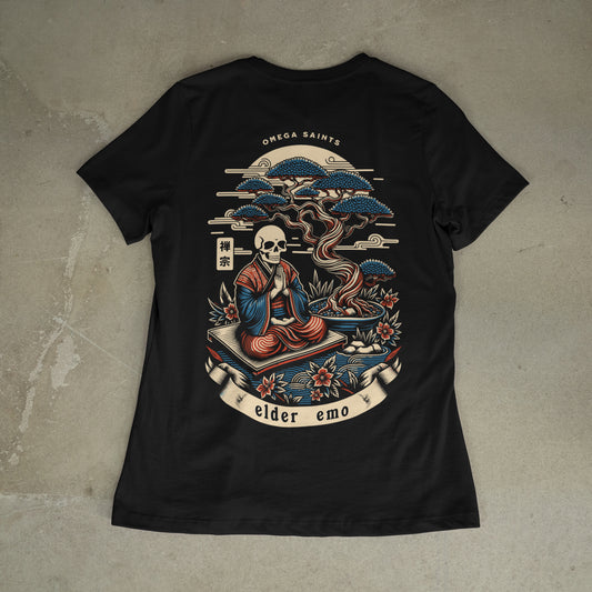 Elder Emo Skeleton Shirt – Meditating Skeleton Graphic Tee | Alt Aesthetic Unisex T-Shirt