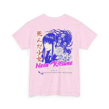 Japanese Anime Neon Kitsune Printed Shirt Custom Printed Shirt Pink