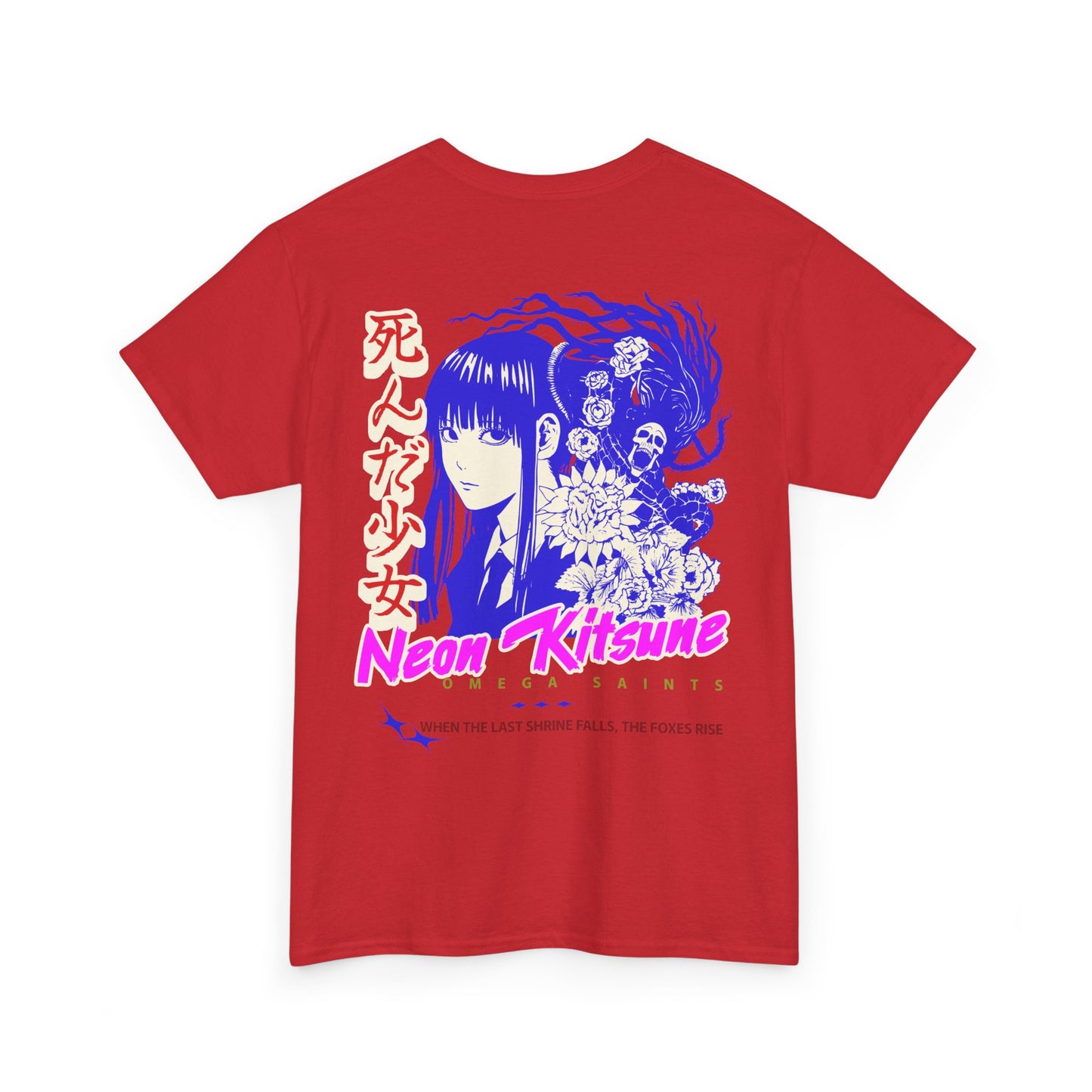 Japanese Anime Neon Kitsune Printed Shirt Custom Printed Shirt