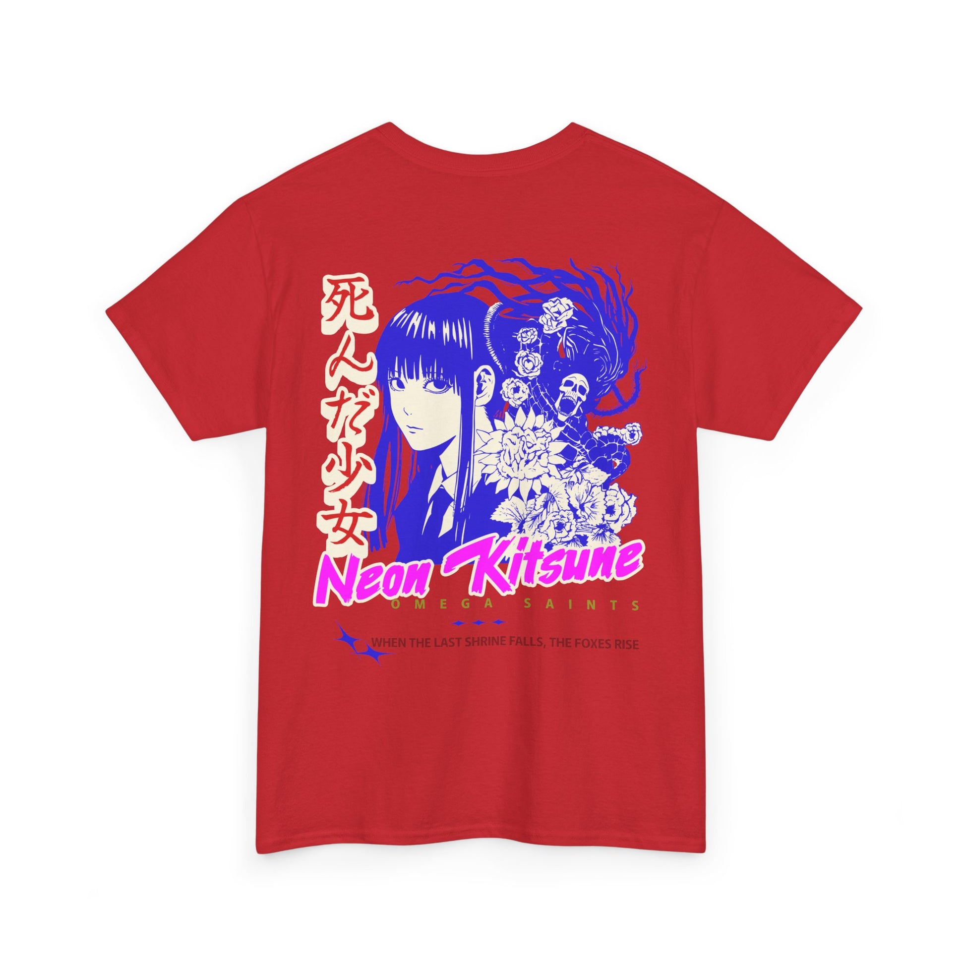 Japanese Anime Neon Kitsune Printed Shirt Custom Printed Shirt