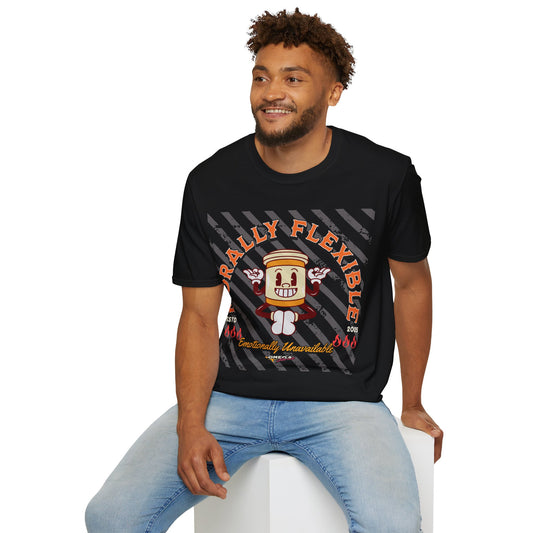 Morally Flexible, Emotionally Unavailable Printed T-Shirt – Funny Gen Z Coffee Yoga Tee black
