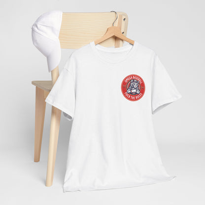 Omega Baseball Printed Tee – "F*ck the Rules" Cat Emblem Printed T-Shirt | Omega Saints White Chair