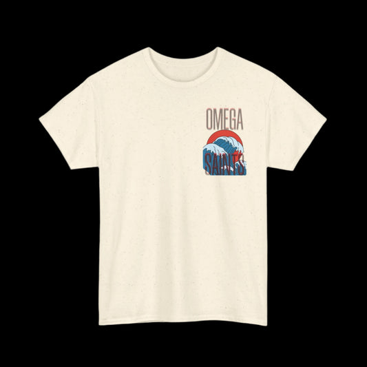 Omega Saints Logo Japanese Wave Design, Trendy 80s Retro Style Printed T-Shirt natural
