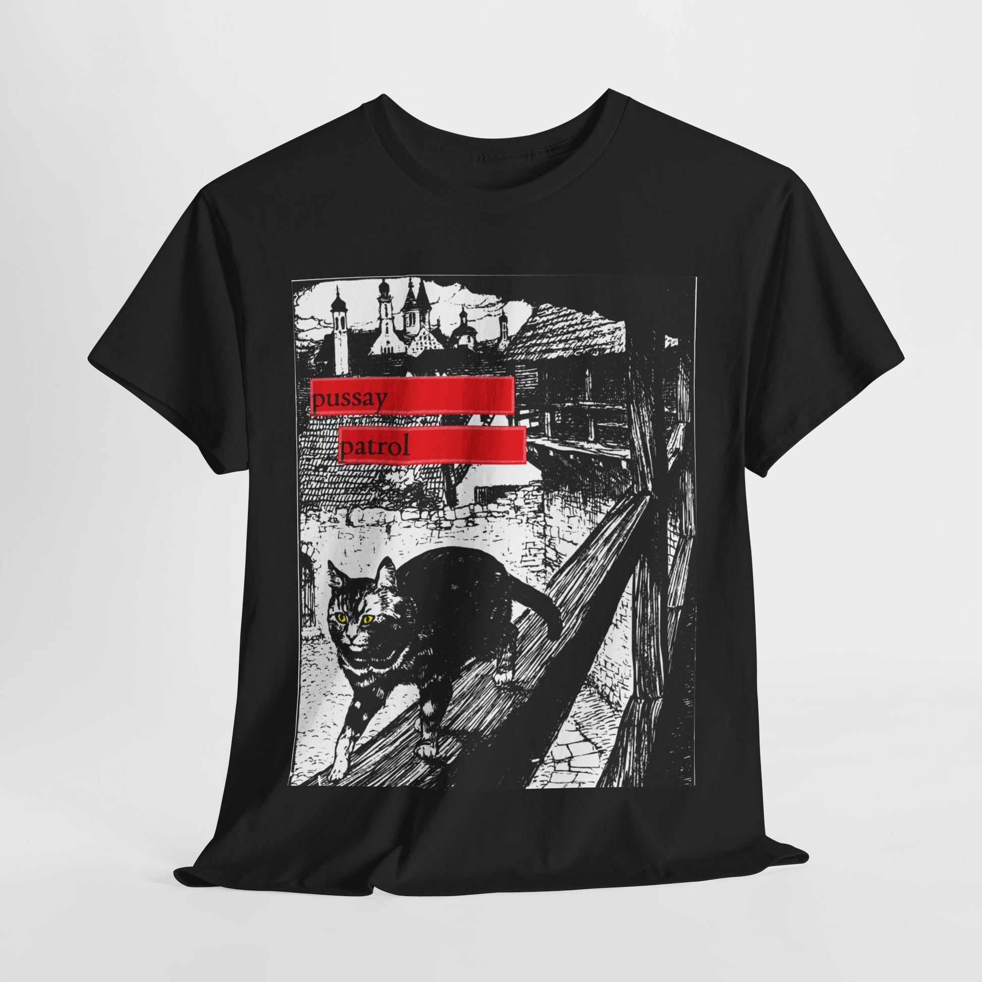 Pussay Patrol Printed T-Shirt - Graphic Tee black