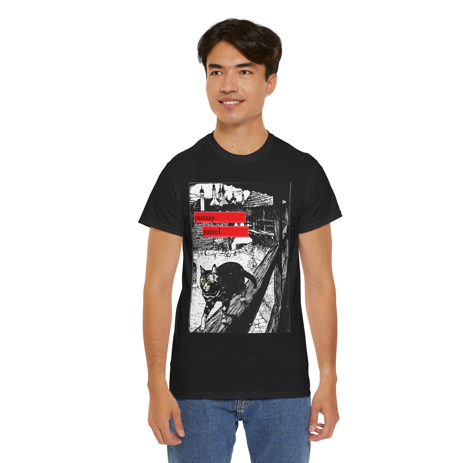 Pussay Patrol Printed T-Shirt - Graphic Tee black