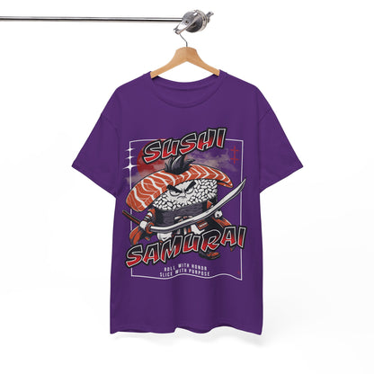 Sushi Samurai Printed T-Shirt – Roll with Honor, Slice with Purpose Purple