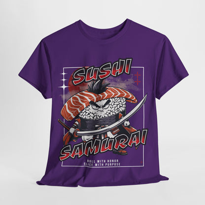 Sushi Samurai Printed T-Shirt – Roll with Honor, Slice with Purpose Purple